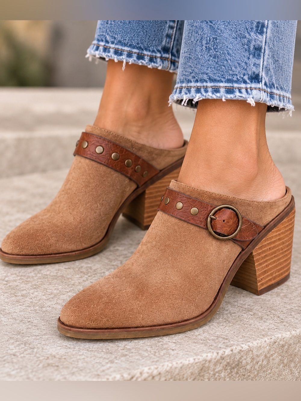 Sofft Corey belted leather mule clogs NEW 10
